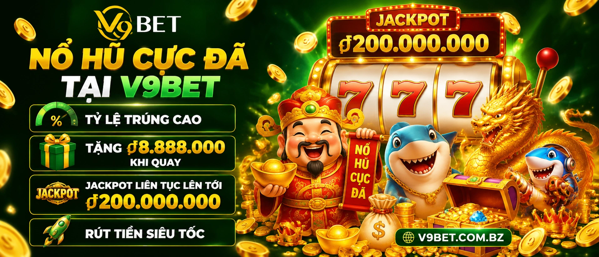 V9Bet Casino, No Hu, Ban Ca Live - Rut Tien Nhanh 55 Slot Machine